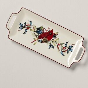 Lenox “Winters Greetings” Hors D’oeuvres Festive Cardinal Bird Serving Tray